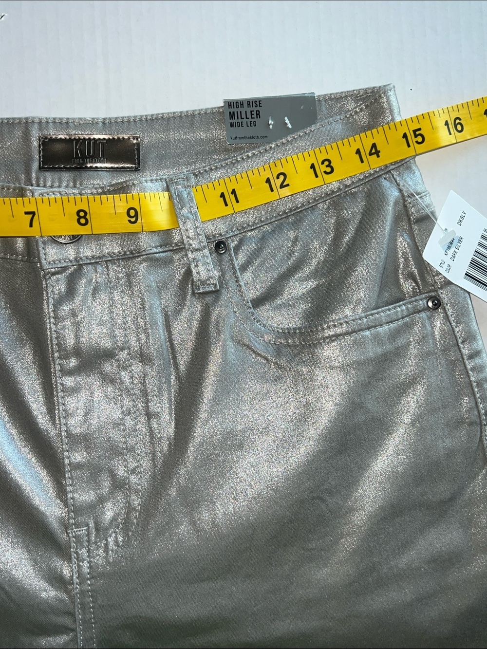 NWT Kut from the Kloth Miller High Rise Metallic Wide-Leg Pants Sz 2 - Picture 8 of 16